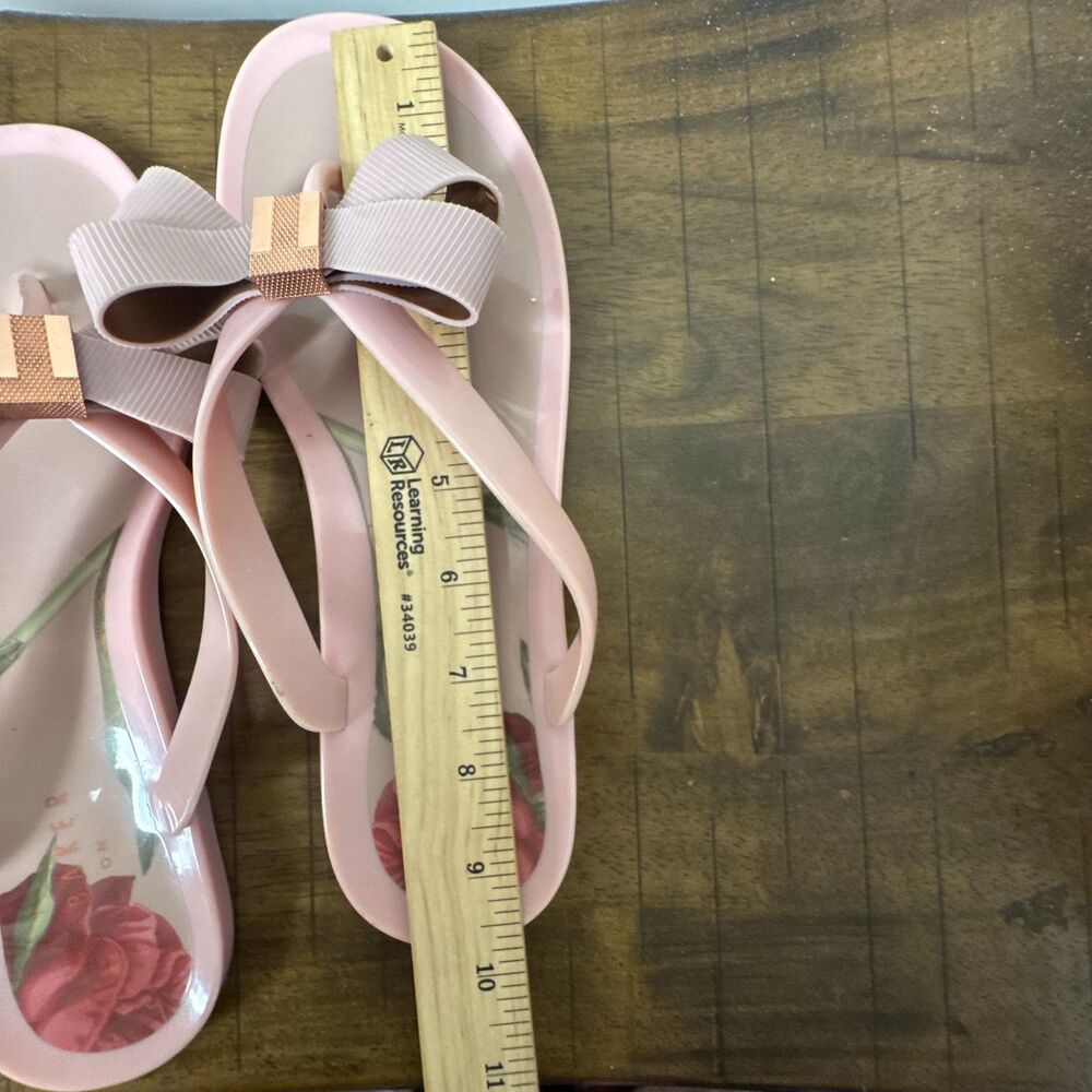 Ted Baker Pink Bow Flip Flops Women's UK 6 US 8 Jelly Sandals Floral - Picture 8 of 9